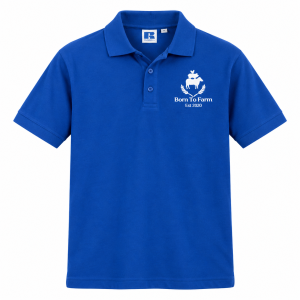 Kids Born to Farm Polo Shirt Royal Blue