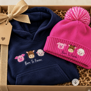 Born to Farm Fleece & Hat Gift Set